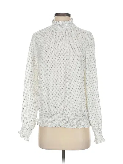 Pre-owned Adrianna Papell Long Sleeve Blouse In White