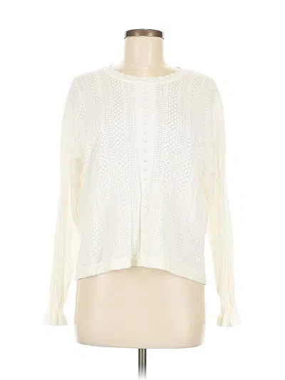 Pre-owned Adrianna Papell Long Sleeve Blouse In White