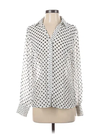 Pre-owned Adrianna Papell Long Sleeve Blouse In White