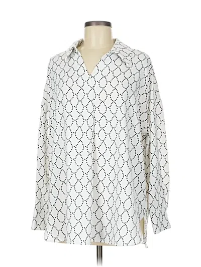 Pre-owned Adrianna Papell Long Sleeve Blouse In White