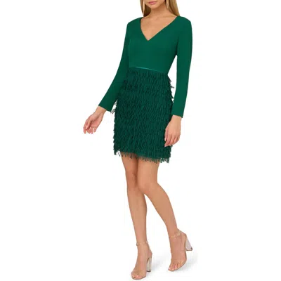 Adrianna Papell Womens Crepe Chiffon Mini Dress In Dark Ivy