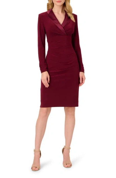 Adrianna Papell Women's Jersey Tuxedo Sheath Dress In Red Wine