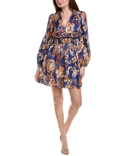 Adrianna Papell Long Sleeve Mini Dress In Blue