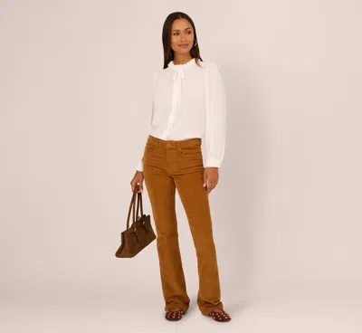 Adrianna Papell Long Sleeve Semisheer Floral Collar Blouse In Ivory In White