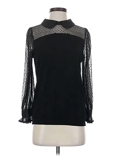 Pre-owned Adrianna Papell Long Sleeve Top Black Turtleneck Tops