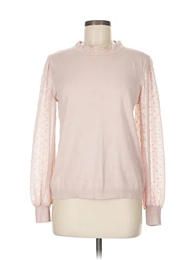 Pre-owned Adrianna Papell Long Sleeve Top Pink Turtleneck Tops