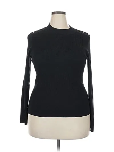 Pre-owned Adrianna Papell Long Sleeve Turtleneck In Black
