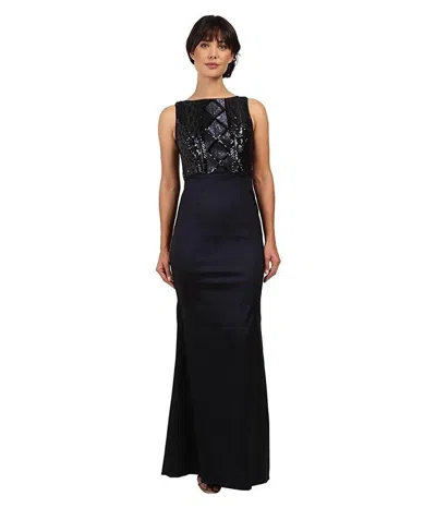 Adrianna Papell Long Sleeveless Formal Evening Gown In Blue