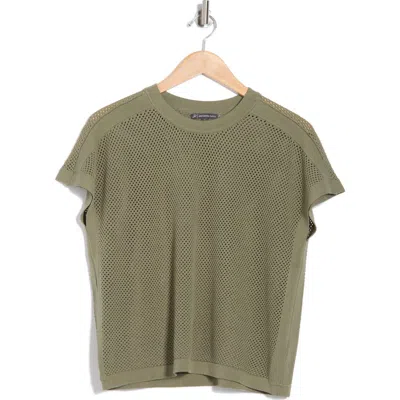 Adrianna Papell Mesh Openwork Sweater In Gray