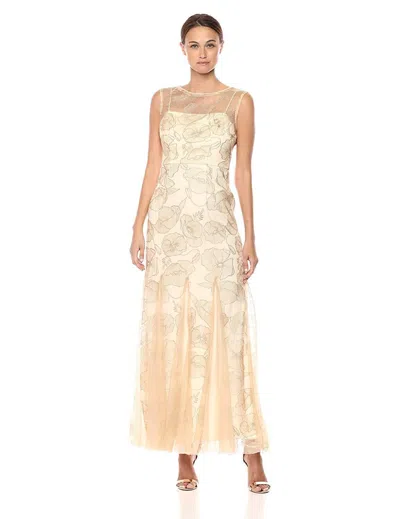 Adrianna Papell Metallic Floral Evening Formal Dress In Multi