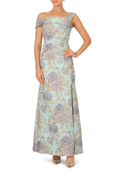 Adrianna Papell Metallic Floral Jacquard Mermaid Gown In Multi