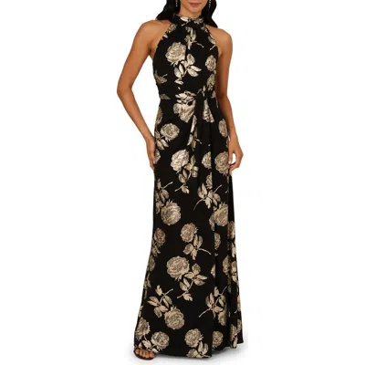 Adrianna Papell Metallic Floral Mermaid Gown In Multi