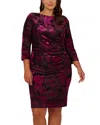 Adrianna Papell Metallic Velvet Cowl Back Dress In Black/violet