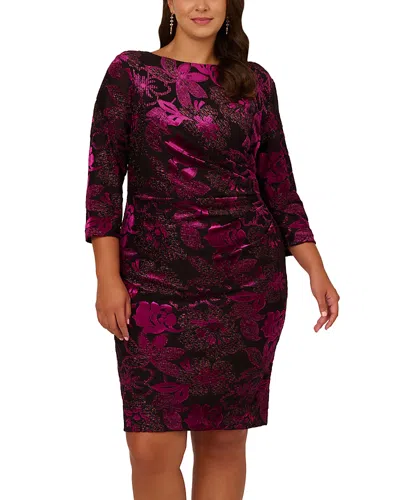 ADRIANNA PAPELL METALLIC FLORAL SHEATH DRESS
