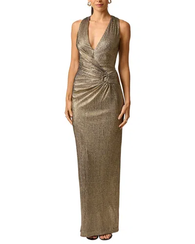 Adrianna Papell Metallic Knit Long Dress In Brown