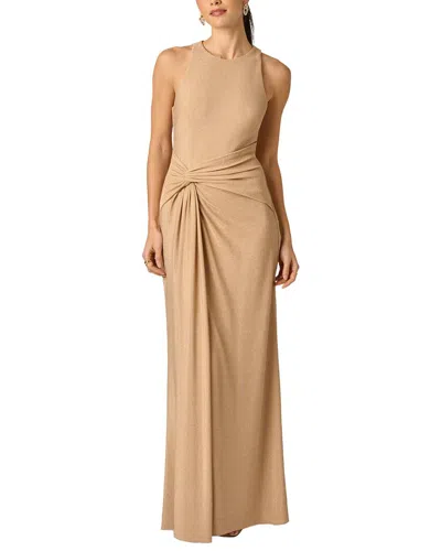 Adrianna Papell Metallic Knit Long Dress In Brown
