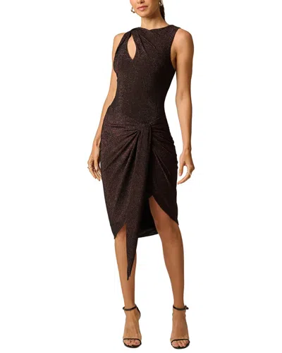 Adrianna Papell Metallic Knit Mini Dress In Brown