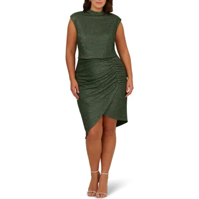 Adrianna Papell Metallic Sleeveless Knit Cocktail Dress In Jungle