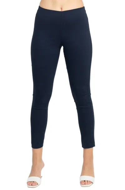 Adrianna Papell Mid Waist Pull On Skinny Pants In Navy In Blue