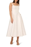 Adrianna Papell Petites Womens Corset Seamed Satin Fit & Flare Dress In Ivory