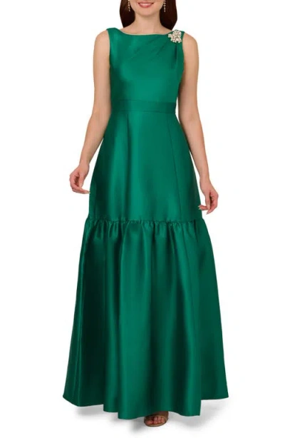 Adrianna Papell Mikado Gown In Vivid Emerald | ModeSens