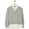 Adrianna Papell Mixed Media Sweater In Gray