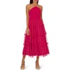 Adrianna Papell Mixed Media Tiered Cocktail Midi Dress