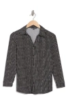 Adrianna Papell Moss Crepe Button Front Shirt In Black Ripple Stripe