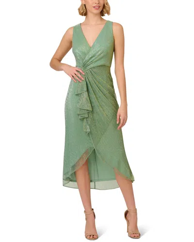 Adrianna Papell Nailhead Crinkle Midi Dress In Green Slate