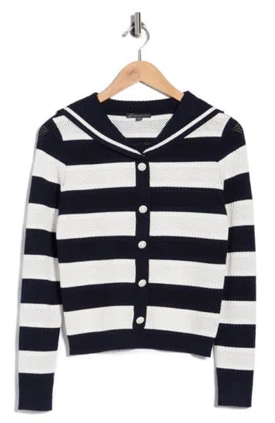 Adrianna Papell Nautical Stripe Knit Cardigan In Multi