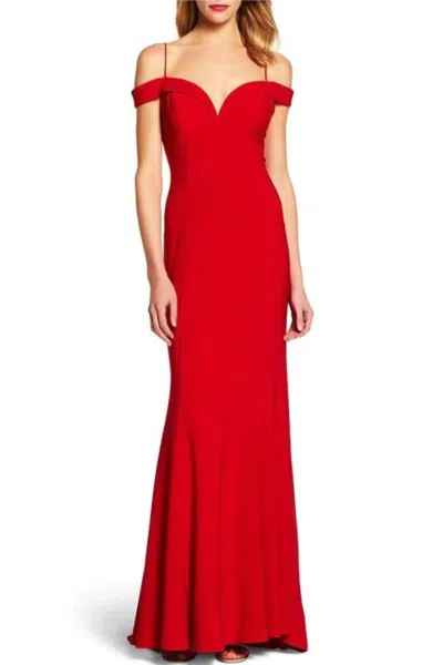 Adrianna Papell Off Shoulder Mermaid Gown In Red