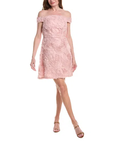 Adrianna Papell Off Shoulder Soutache Mini Dress In Pink