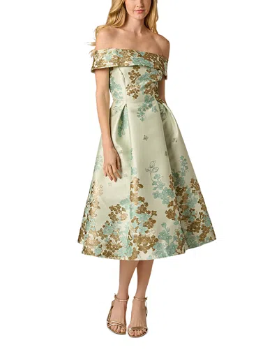 Adrianna Papell Off The Shoulder Midi Dress In Neutral