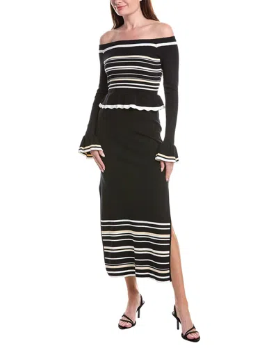 Adrianna Papell Off-the-shoulder Shoulder Knit Midi Dress In White