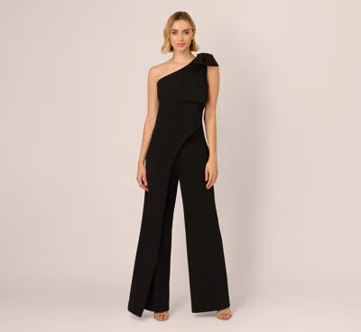 Adrianna Papell One Shoulder Bow Jumpsuit In Black