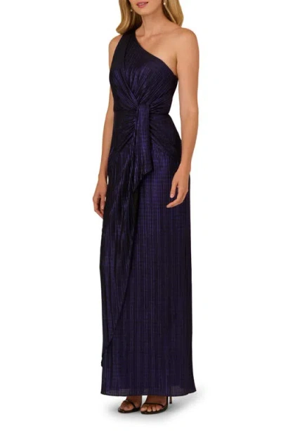 Adrianna Papell One-shoulder Evening Gown In Blue