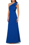 Adrianna Papell One-shoulder Gown In Violet Cobalt