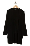 Adrianna Papell Open Front Ribbed Long Cardigan In Black