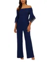 Adrianna Papell Off The Shoulder Organza Crepe Jumpsuit In Blue