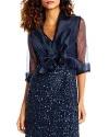 Adrianna Papell Organza Tie Front Wrap Jacket In Midnight
