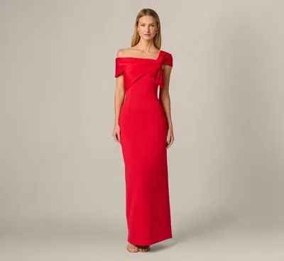 Adrianna Papell Origami Bow Shoulder Stretch Column Gown In Super Red