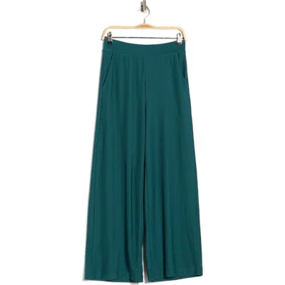 Adrianna Papell Ottoman Rib Wide Leg Crop Pants In Green