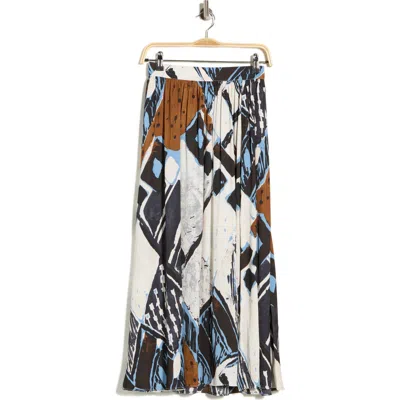 Adrianna Papell Palm Print Pleat Midi Skirt In Multi