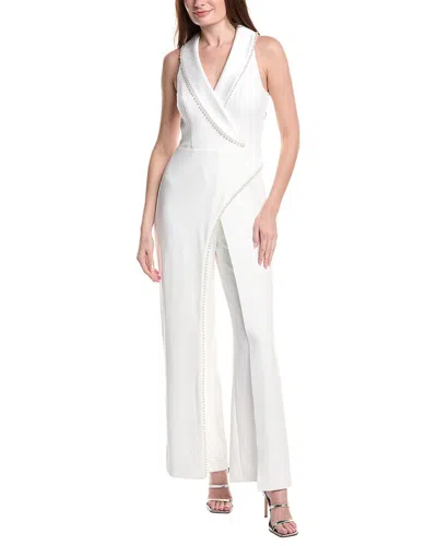 Adrianna Papell Pearl Crepe Jumpsuit In White