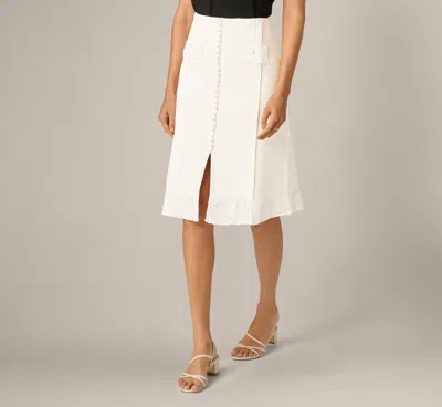 Adrianna Papell Pearly Trim Knit Midi Skirt In Meringue In White