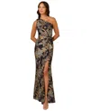 Adrianna Papell Metallic Floral Jacquard Mermaid Gown In Blue,gold