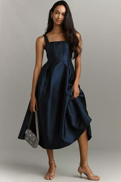 Adrianna Papell Petite Mikado Midi Dress In Blue