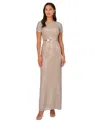 Adrianna Papell Womens Sequined Polyester Evening Dress In Silver Nude