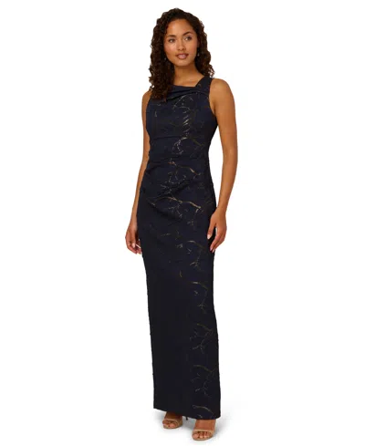 Adrianna Papell Petite Sleeveless Column Gown In Blue