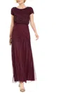 ADRIANNA PAPELL PETITES WOMENS BEADED BLOUSON EVENING DRESS